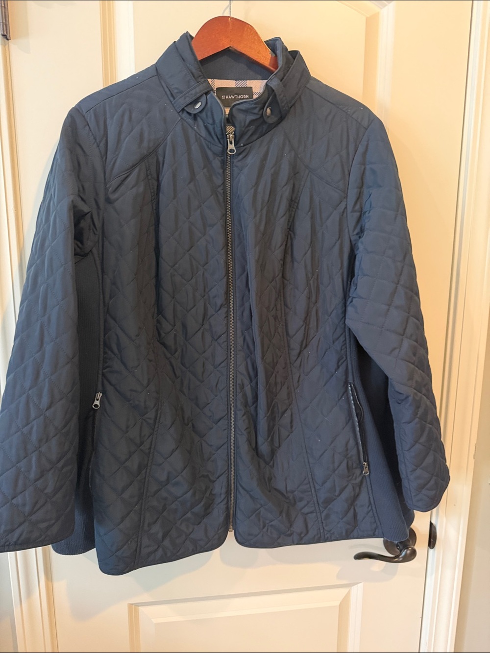 41 Hawthorn Quilted Navy Zip-Front Puffer Jacket